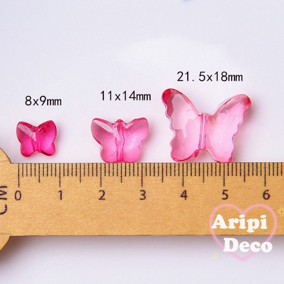 Charm hạt hình bướm màu trong xỏ lỗ 2 đầu A20 /Nguyên liệu làm vòng tay /handmade / resin