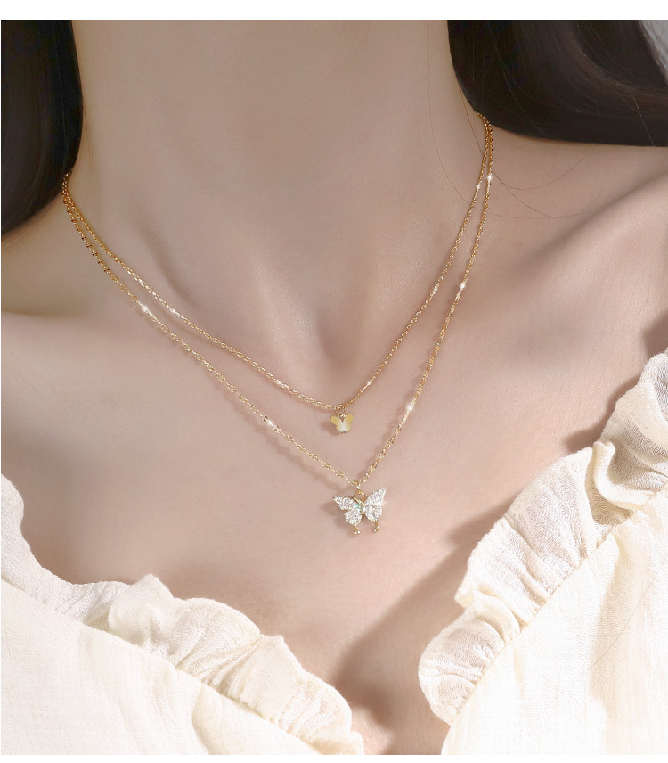 Dây Chuyền Hợp Kim Mạ Vàng/Bạc Hình Bướm Xinh Xắn Thời Trang Cho Nữ