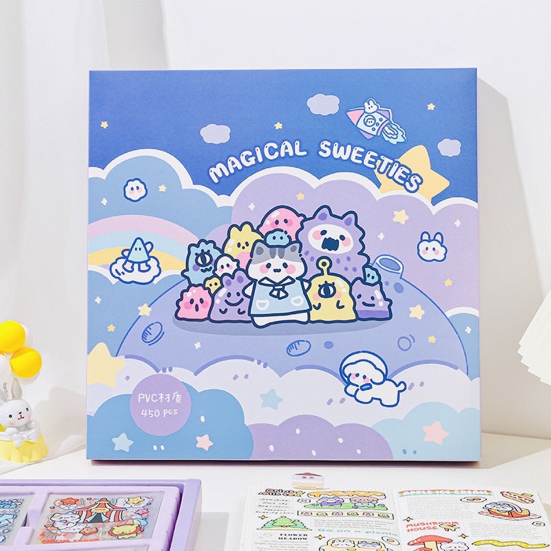 Set 10 Tấm Sticker Mèo Dễ Thương Ngẫu Nhiên