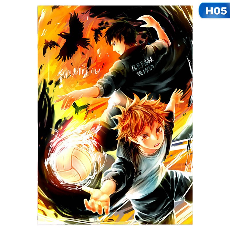 flowersqueen Tấm áp phích treo tường họa tiết phim hoạt hình Haikyuu