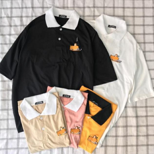 [HÌNH THẬT] Áo thun nữ áo phông nữ cổ trụ có cổ cổ bẻ polo tay lỡ thêu cún xitin bao đẹp-BT032