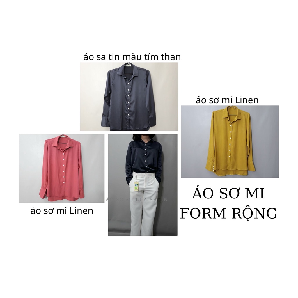 Áo sơ mi nữ tay dài lệch tà form rộng kiểu Hàn quốc cá tính