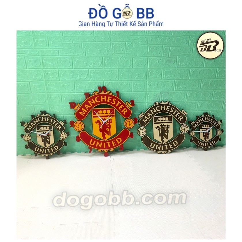 Đồng Hồ MU Bóng Đá Logo Clb Manchester United Treo Tường Gỗ Bền Rẻ Đẹp Bản Sơn Màu Đỏ Vàng - Đồ Gỗ BB