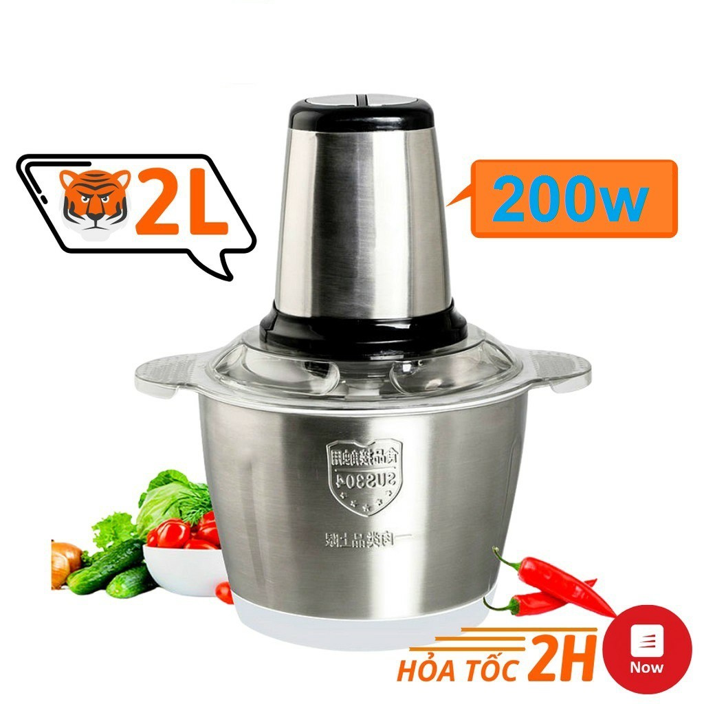 Máy Xay Thịt Cối Inox 4 Lưỡi Đa Năng, Xay thịt, xay tỏi ới, xay rau củ quả, BẢO HÀNH 3 THÁNG