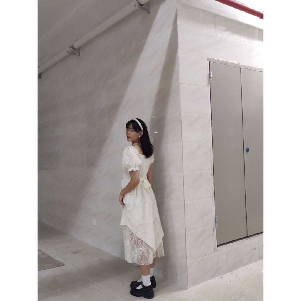 Váy ren thêu họa tiết xinh xắn phong cách retro dành cho nữ