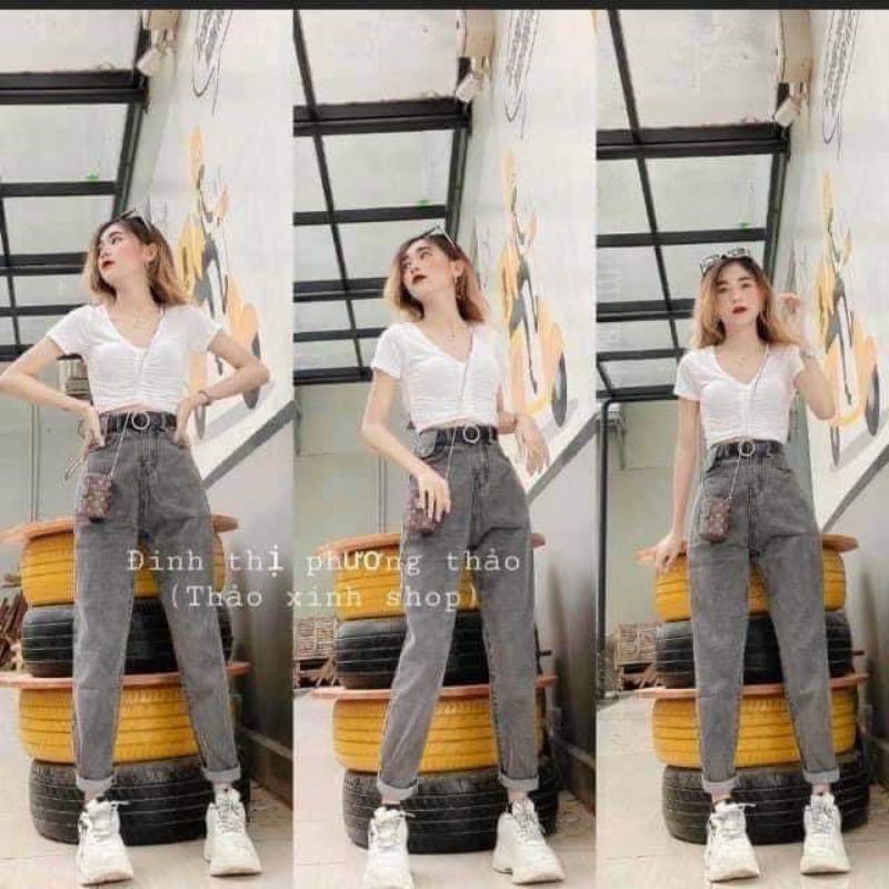 Quần bò baggy nắp túi