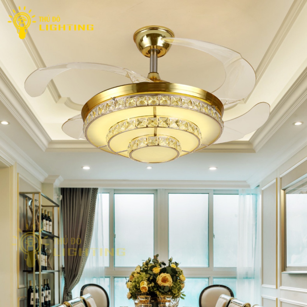 Quạt Trần Đèn Chùm Phòng Khách THỦ ĐÔ LIGHTING 3 Chế Độ Gió Và Ánh Sáng Điều Chính Từ Xa, Có Hẹn Giờ 872