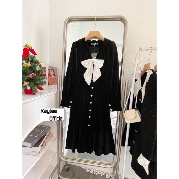 Váy Nhung Đuôi Cá Khuy Ngọc Tiểu Thư Hàng QC ảnh thật cận chất Kaylee | BigBuy360 - bigbuy360.vn