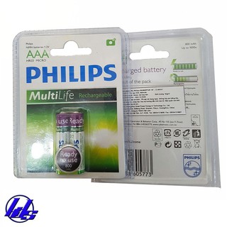Pin sạc AAA (3A) Philips 800mAh - Vỉ 2 viên