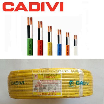 DÂY ĐIỆN ĐÔI 2X1.5 CADIVI CÓ BỌC DẸP ,CUỘN 100M