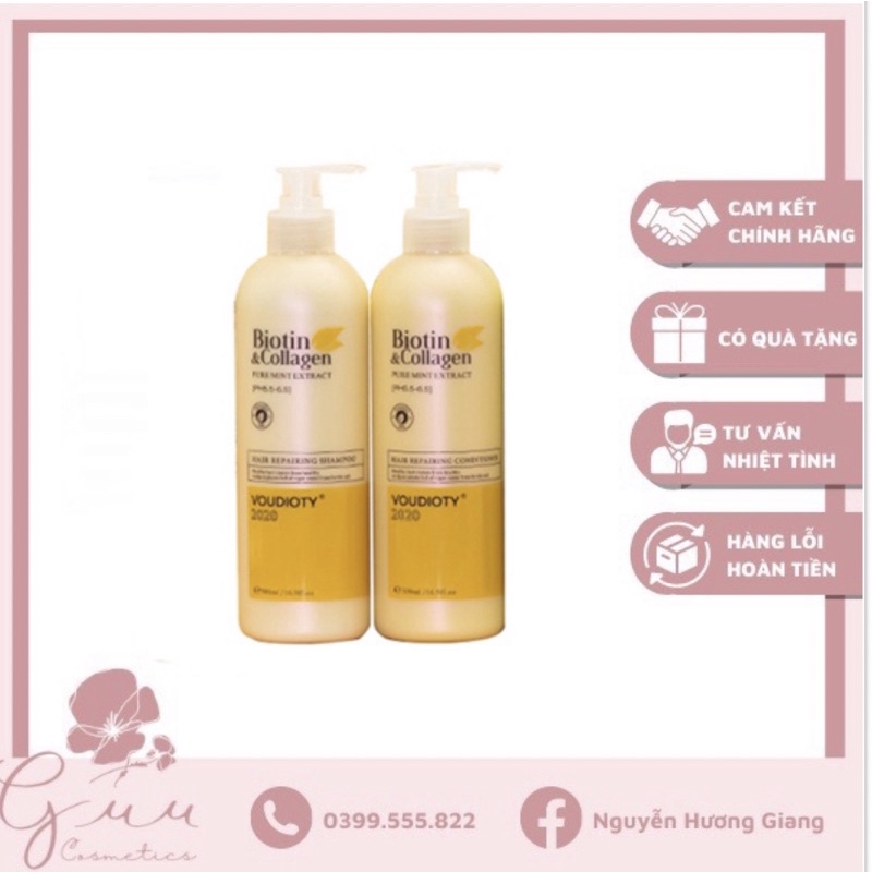 Bộ gội xả Biotin Collagen Voudioty 2020 vàng