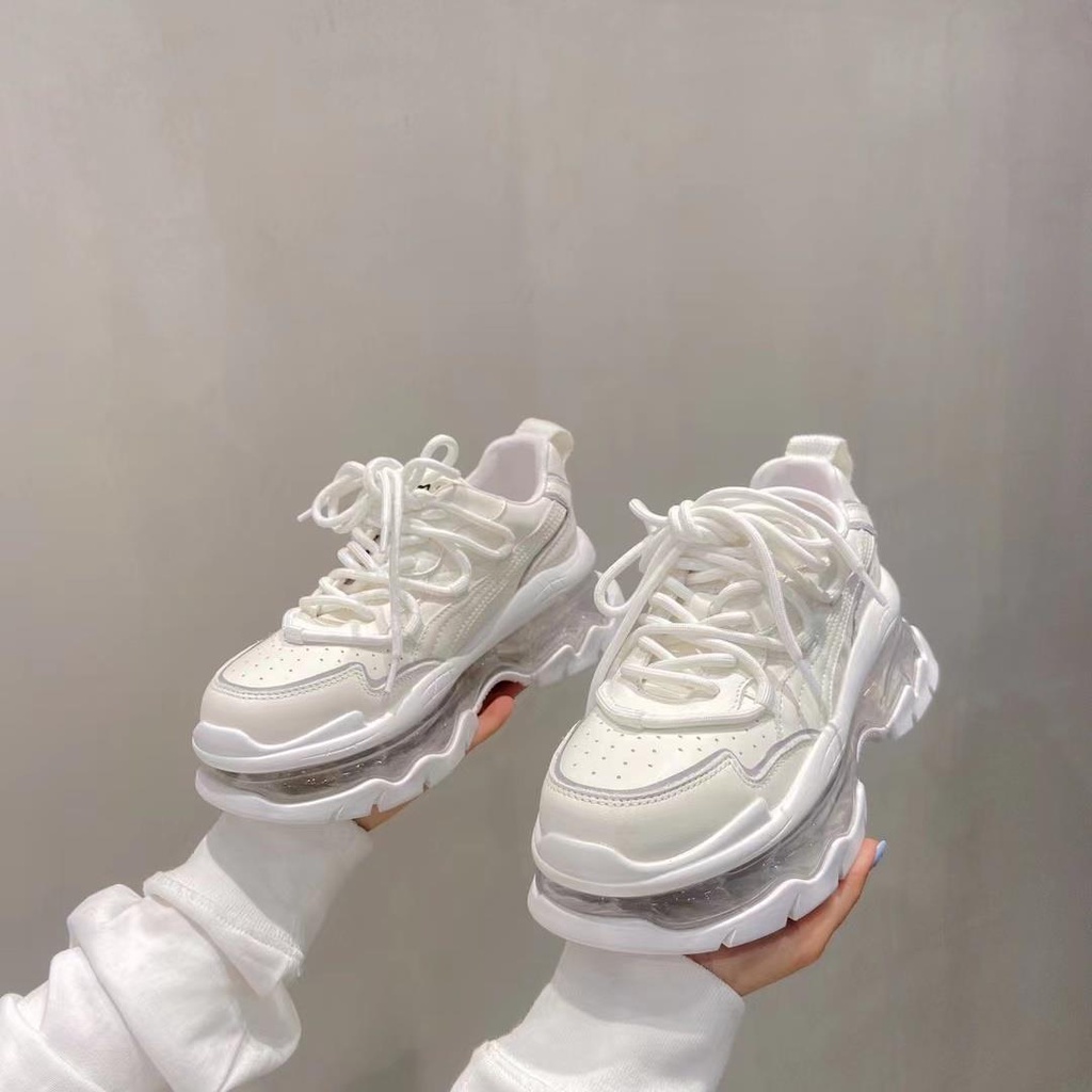 Giày Thể Thao Da Độn Đế Dày Tăng Chiều Cao Phong Cách Châu Âu Thời Trang Mùa Xuân Cho Nữ 2022