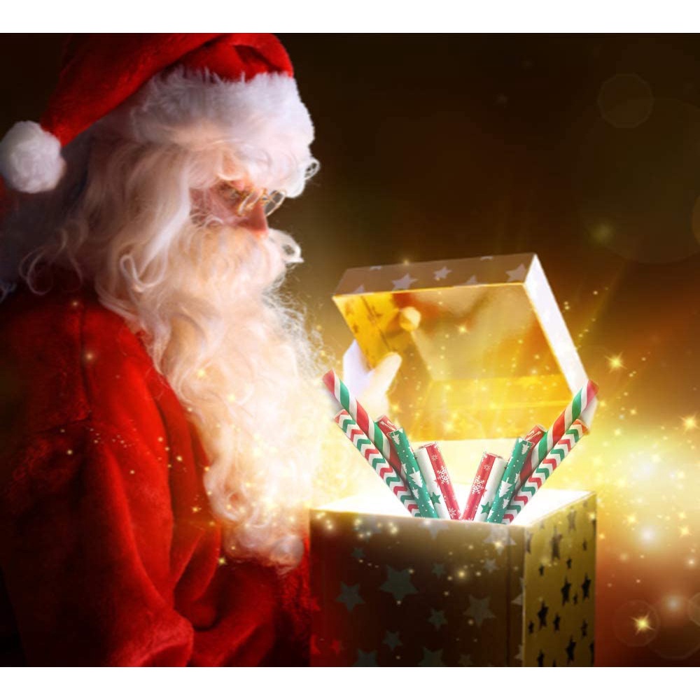 Set 25 Ống Hút Giấy Họa Tiết Chấm Bi / Ngôi Sao / Chấm Bi Có Thể Phân Hủy Sinh Học Trang Trí Tiệc Giáng Sinh Năm Mới