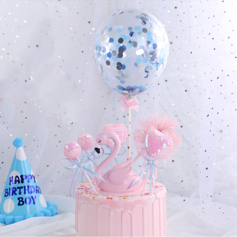 Sequined Balloons Adult and Children Birthday Cake Decoration Accessories Party Decorations