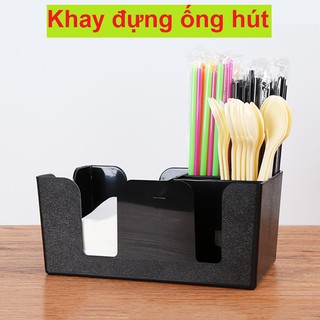 Khay kệ đựng ống hút giấy ăn cốc Khay nhựa cao cấp dày bền đẹp