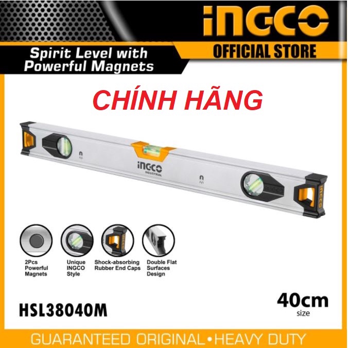 ĐỒ NGHỀ INGCO Thước thủy(kèm theo nam châm hút) HSL38040M - HSL38060M - HSL38080M (Cam kết Chính Hãng 100%)