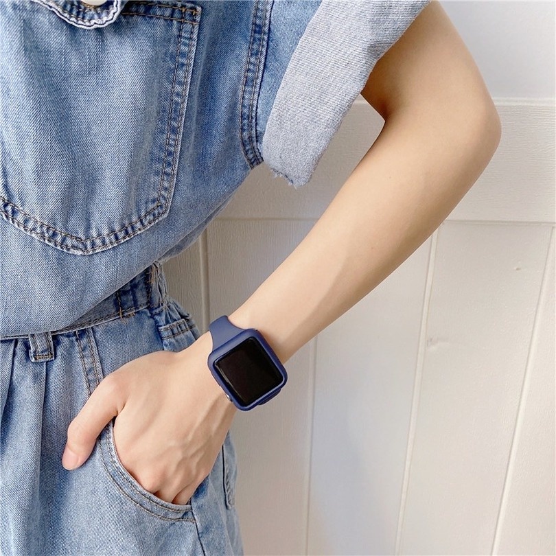Dây silicone Trong Suốt Đeo Đồng Hồ Thông Minh Apple Watch 7 6 SE 5 4 3 2 1 40mm 44mm 42MM 41MM 45MM