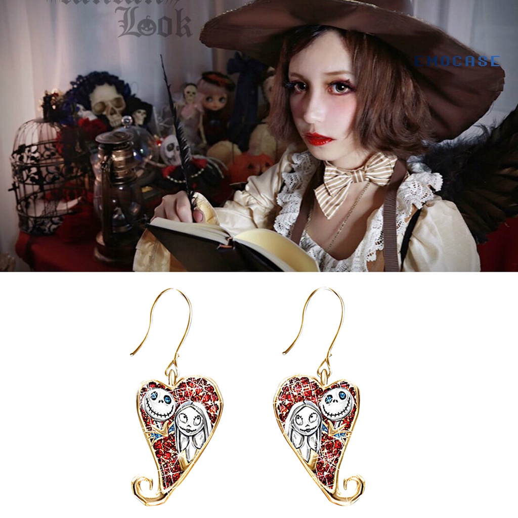 1 Đôi Bông Tai Hợp Kim Hình Trái Tim Phong Cách Halloween Thời Trang