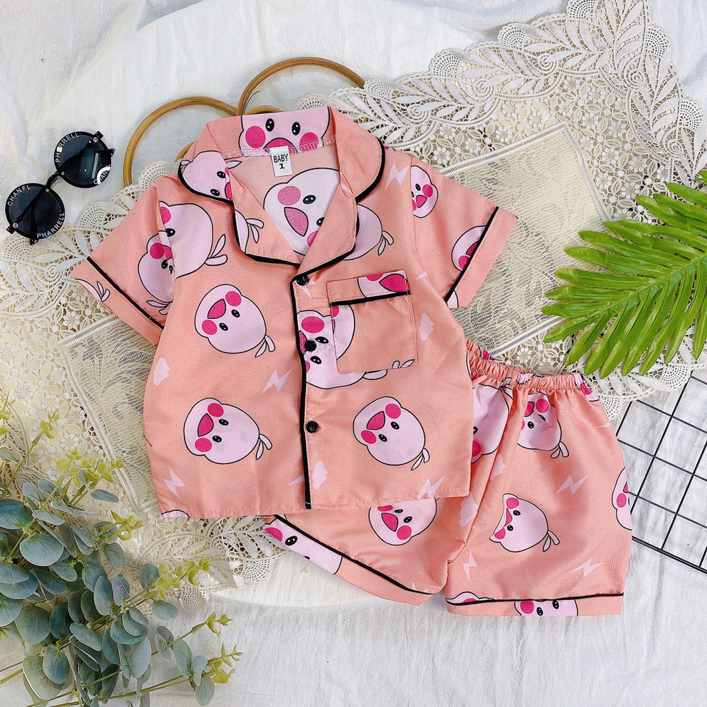 [ẢNH THẬT] Bộ đồ ngủ pijama in báo hồng cho bé gái siêu mát mẫu mới 2021