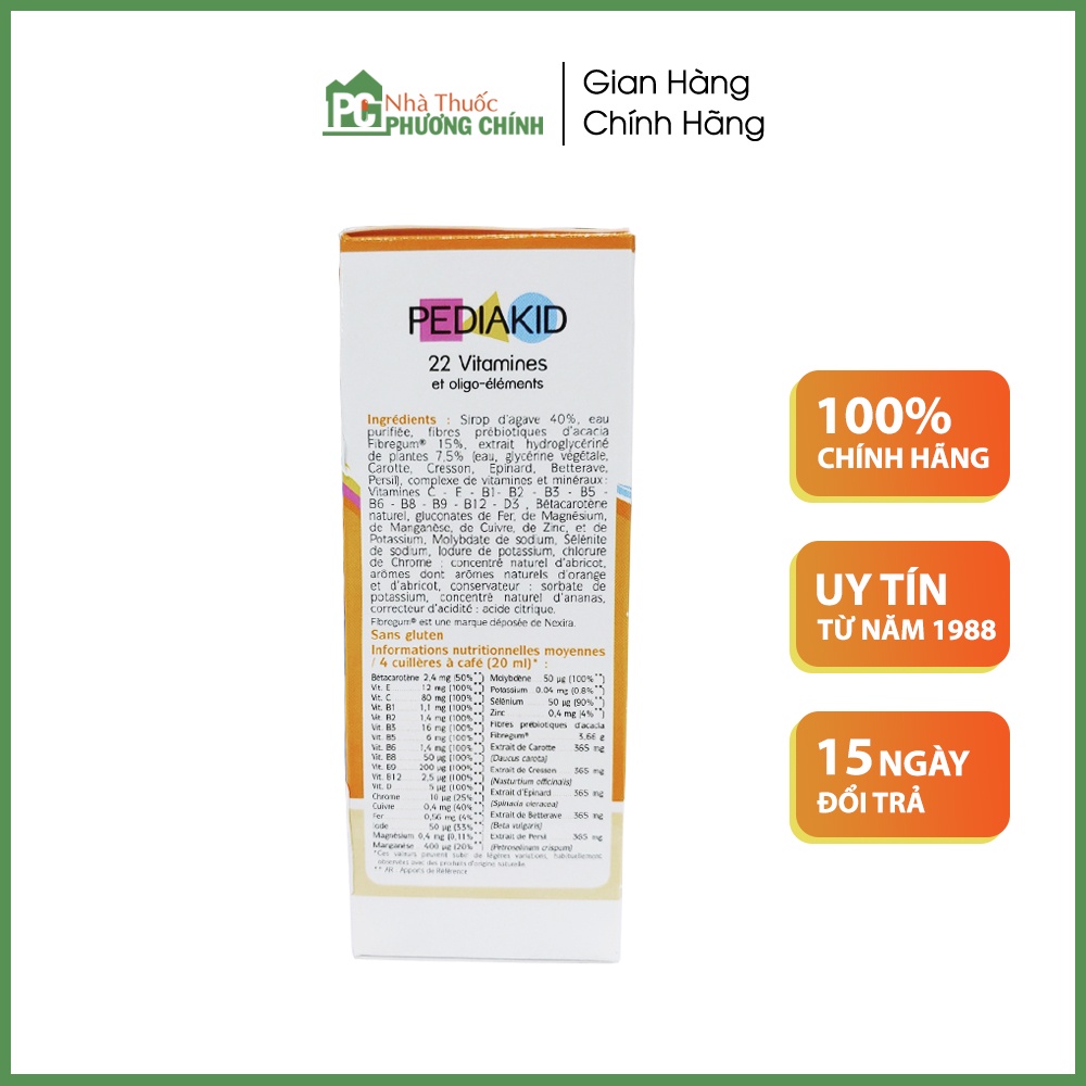 Siro Vitamin Tổng Hợp Cho Bé PediaKid 22 Vitamines Siro - Bổ Sung 22 Loại Vitamin & khoáng Chất Cho Bé