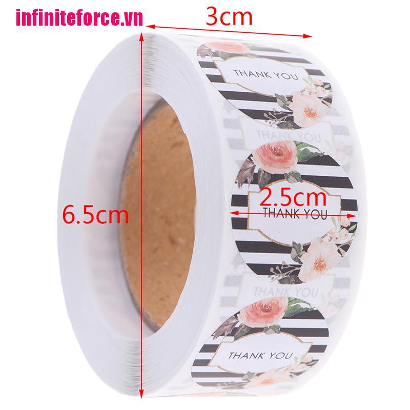 VN (Hàng Mới Về) Set 500 Nhãn Dán Niêm Phong Bao Bì Với Họa Tiết Hoa Đẹp Mắt