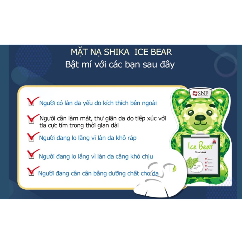 Mặt Nạ Gấu Băng SNP Ice Bear Mask 33ml dưỡng ẩm, tái tạo da, gia tăng dinh dưỡng cho da, làm se khít lỗ chân lông