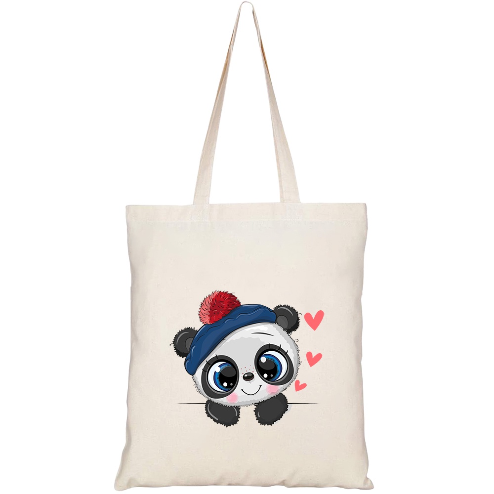 Túi vải tote canvas HTFashion in hình cute drawing baby panda sailor HT489