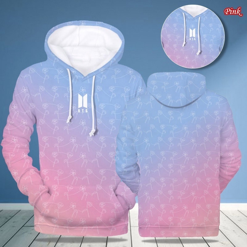 Áo Hoodie Unisex Tay Dài In Hình Bts 3d