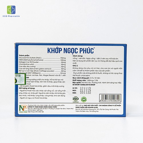 Khớp Ngọc Phúc - Bổ sung dưỡng chất cho khớp; tái tạo mô sụn, tăng hoạt dịch khớp, làm trơn ổ khớp - Hộp 3 vỉ x 10 viên