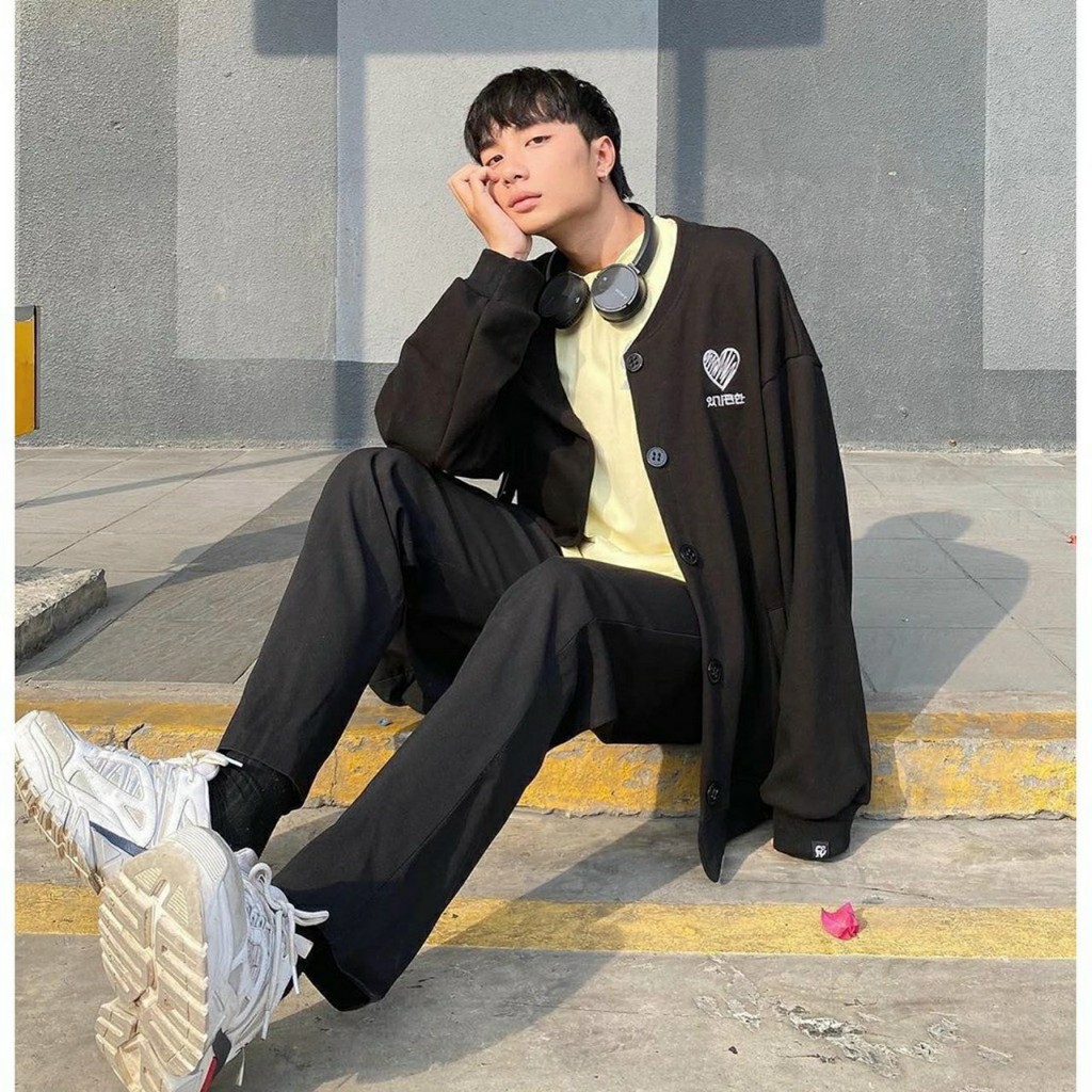 Áo hoodie, áo khoác thun nỉ NGOẠI CADIGAN THÊU TIM from rộng dài mềm mịn thoáng mát | BigBuy360 - bigbuy360.vn