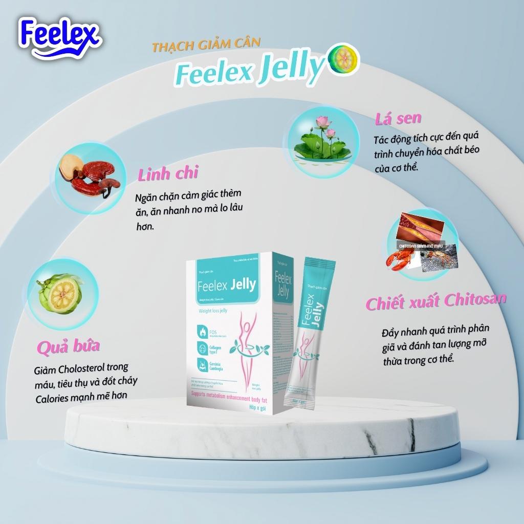 Thạch giảm cân Feelex Jelly đốt mỡ, giảm mỡ an toàn, được làm từ các thành phần có nguồn gốc tự nhiên hộp 20 gói