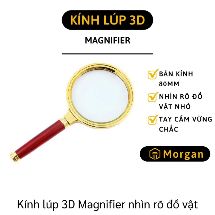 Kính phóng to - Kính Lúp 3D 80mm có tay cầm giúp bạn nhìn rõ những kích thước nhỏ 2639