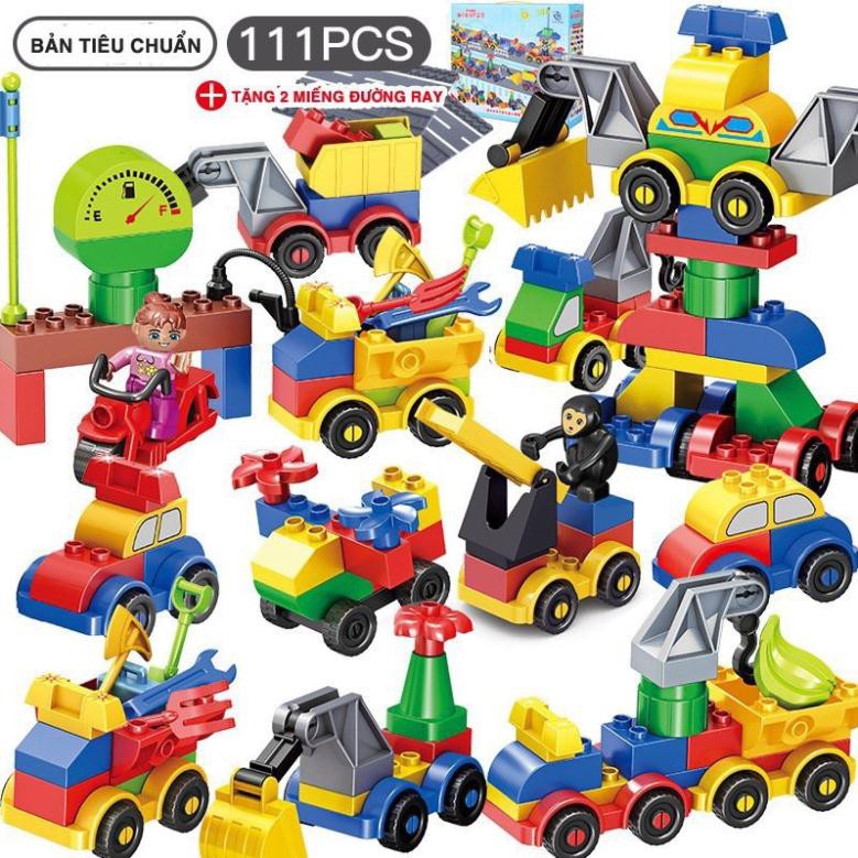 Bộ Lắp Ghép Hình Phương Tiện Giao Thông 111 Chi Tiết + Đường ray  toy.garden