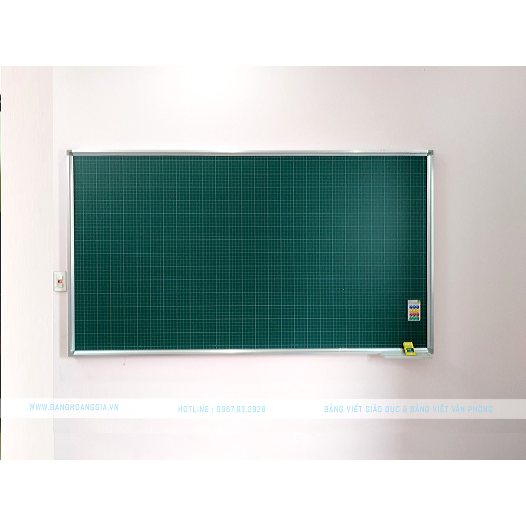 Bảng từ xanh hàn quốc viết phấn, chống lóa tốt ,mặt bảng mịn ,viết ăn phấn, có kẻ ô 5x5cm
