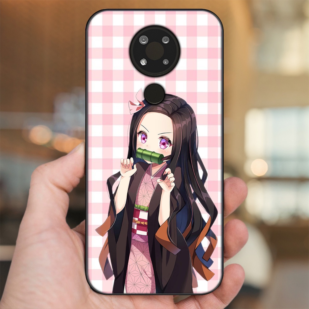 Ốp lưng Nokia 3.4 viền đen in hình Nezuko Kimetsu no Yaiba
