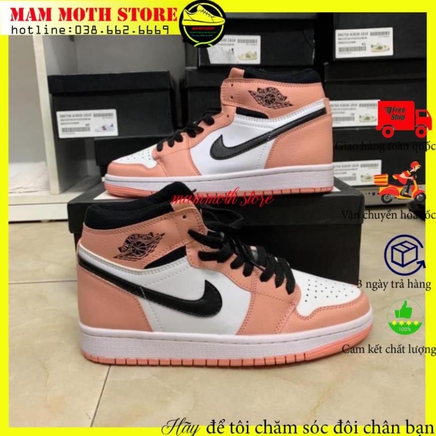 Giày jd,sneaker nam nữ,Air Jor dan 1 Mid Pink Quartz hồng cao cổ