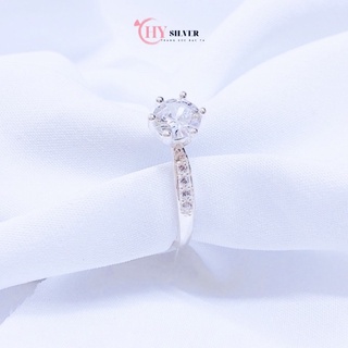 Nhẫn bạc nữ CHY SILVER đính đá cao 6 chấu bạc thật