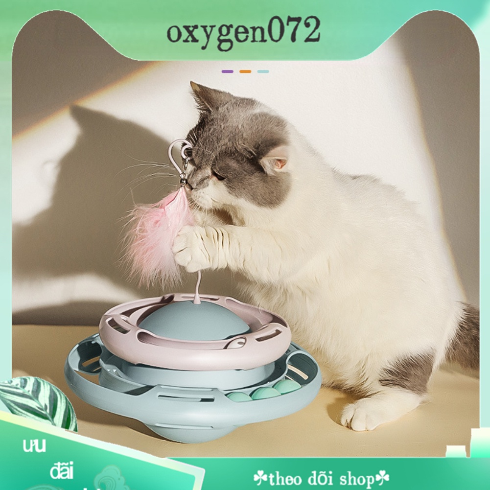 Đồ chơi bàn xoay 3 tầng lăn bóng tương tác dành cho mèo - An Toàn Đa Năng Vui Nhộn oxygen072