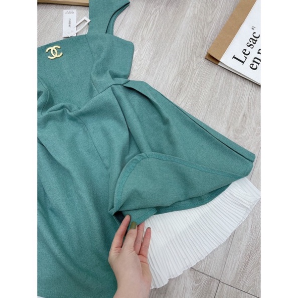 Sét Áo Cánh Tiên Xanh Mix Chân Váy Trắng