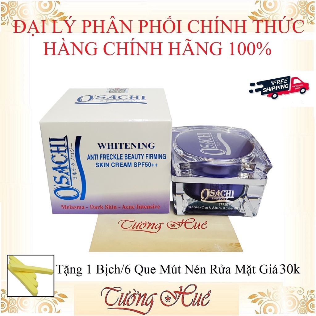 Kem Dưỡng Trắng Mờ Nám Osachi Whitening Anti Freckle Beauty Cream - 20g ( Tặng 1 Bịch/6 Que Mút Rửa Mặt )