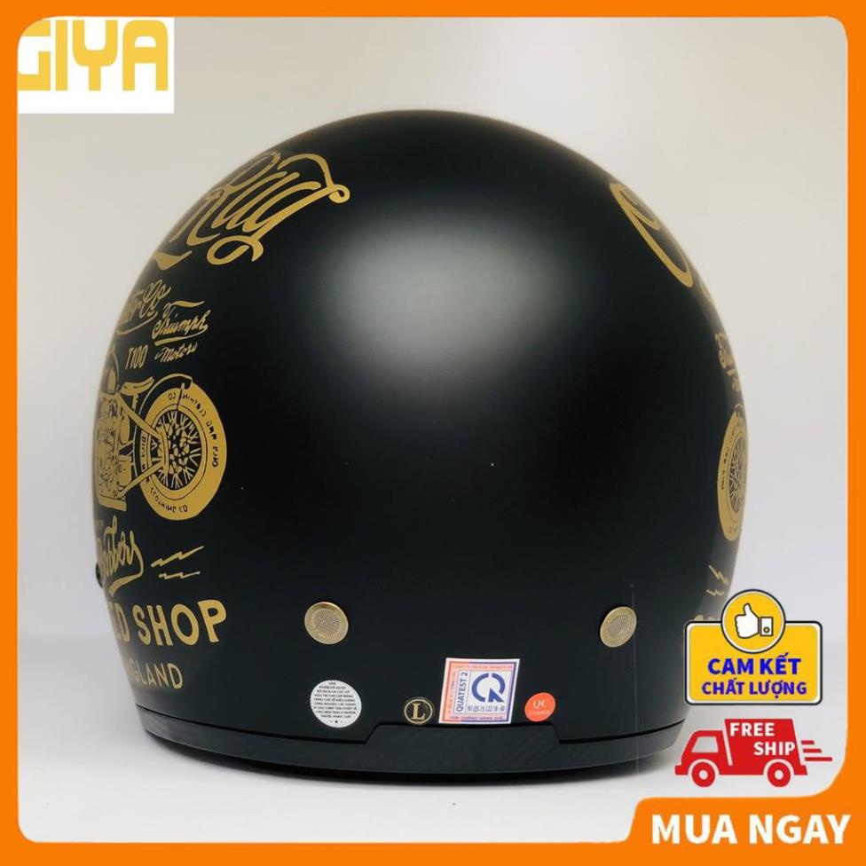 Mũ bảo hiểm 3/4 Royal M139 kính âm V5 đen