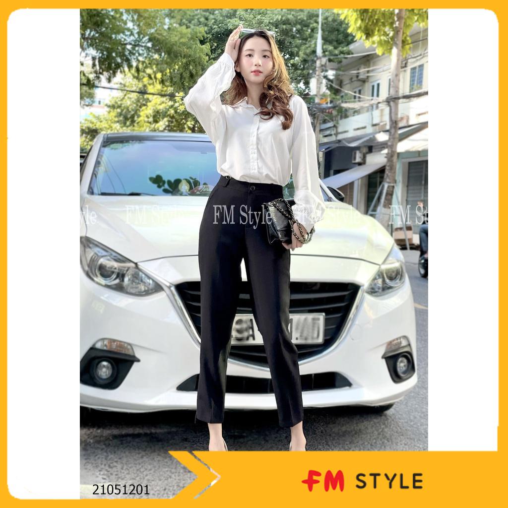 Quần baggy nữ FM Style Shop quần tây chất liệu tuyết mưa Vitex gấu lệch 26 nữ công sở form chuẩn - hiện đại 210909005