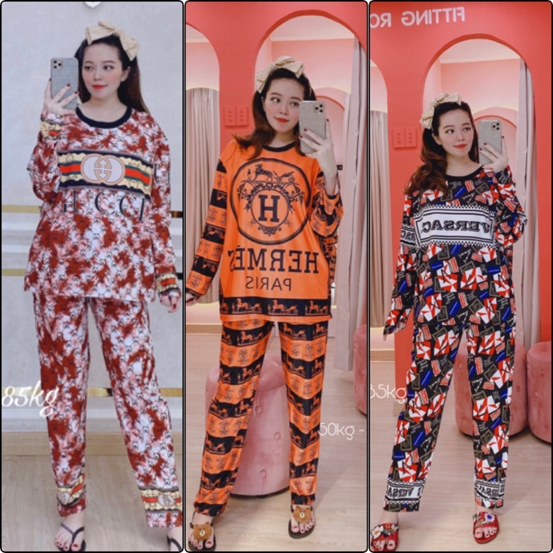 BIGSIZE 50 - 85kg (Bộ thun tay dài quần dài hình) | BigBuy360 - bigbuy360.vn