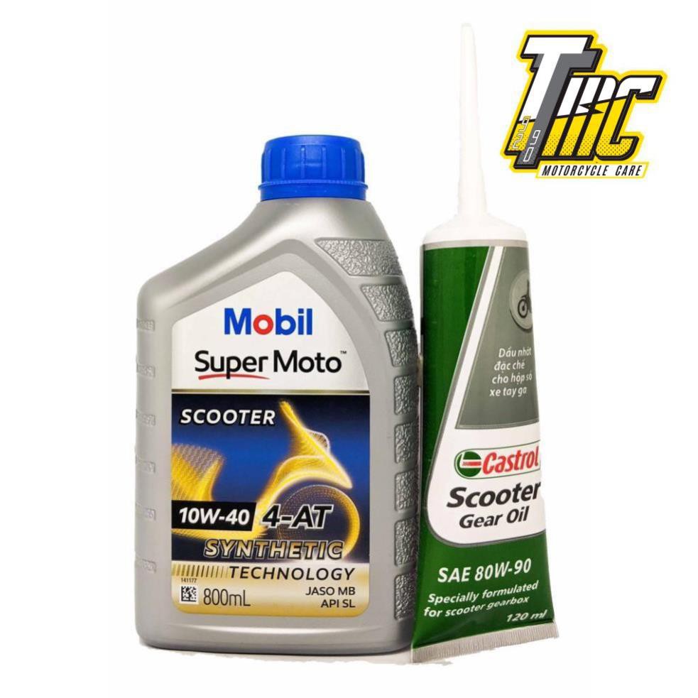 COMBO NHỚT TAY GA MOBIL 10W40 +  NHỚT LAP CASTROL