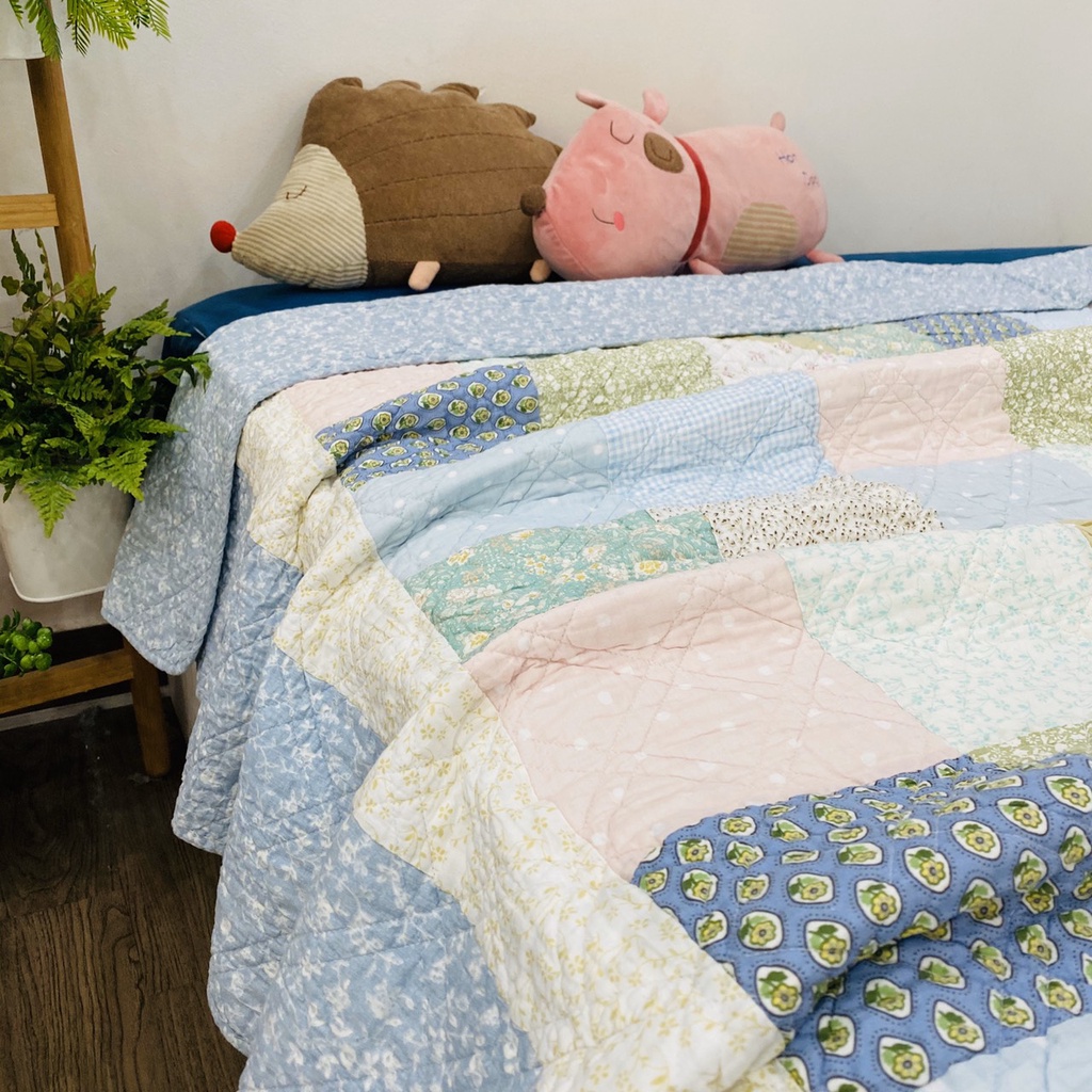 Chăn lẻ ô vuông xanh dương - CL144