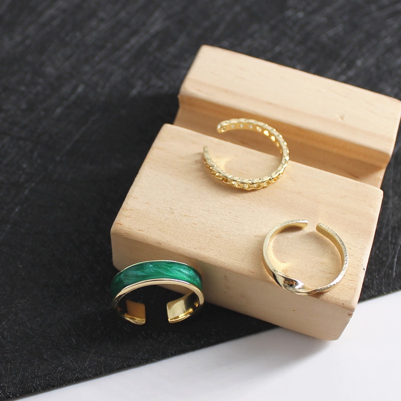 Set 3 Nhẫn Đeo Ngón Tay Kiểu Dáng Đơn Giản Thời Trang Cho Nữ