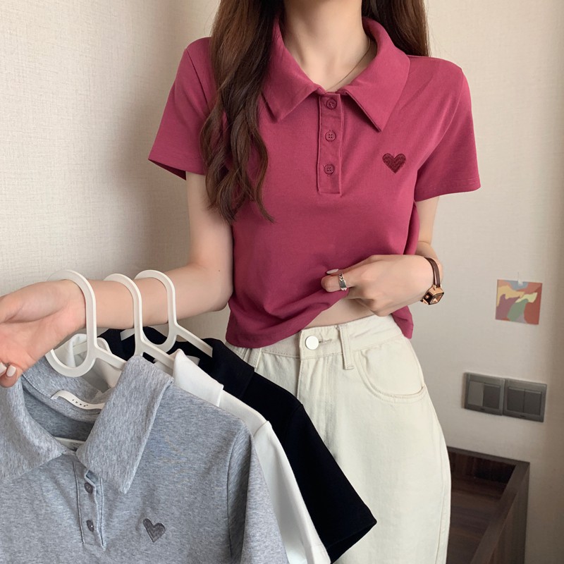 Áo polo nữ trơn Eva design , áo thun nữ , áo phông nữ Hàn Quốc trơn ngắn tay