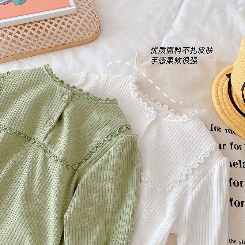 Áo kiểu tay dài cổ búp bê xinh xắn cho bé gái