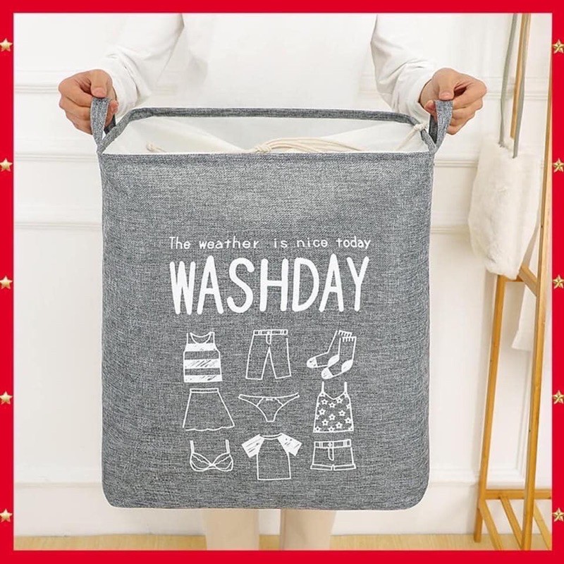 [CHỌN MÀU] Giỏ đựng quần áo bằng vải cỡ lớn, túi đựng chăn màn đa năng washday có thể gấp gọn