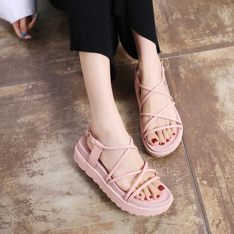 [Mã FAMAYWA giảm 10K đơn 50K] Sandal nữ dây chéo đế bánh mỳ 2 màu